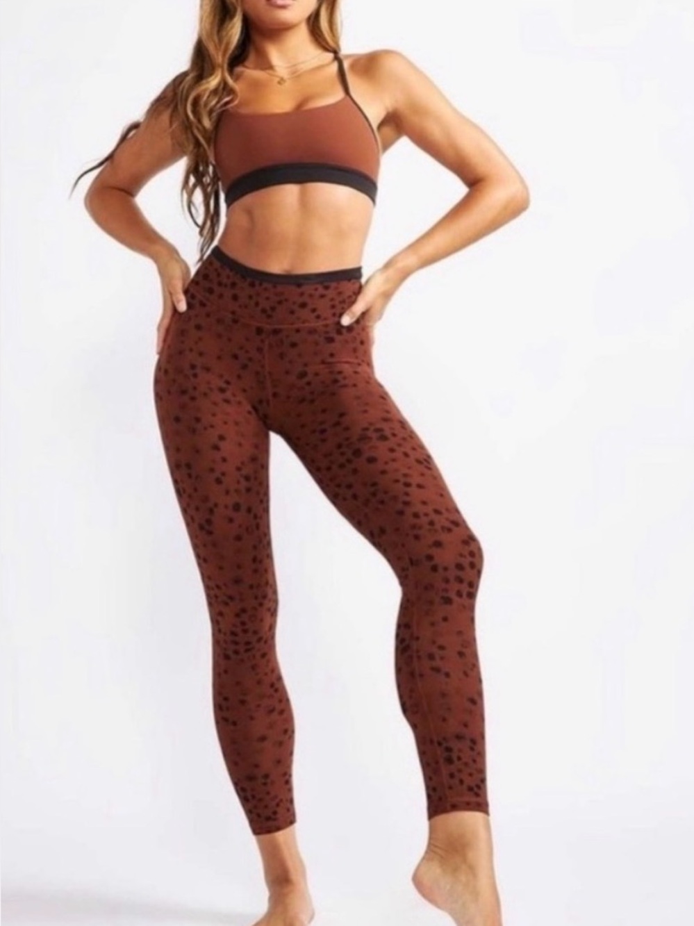 Womens Rust Red Leopard-Print Leggings